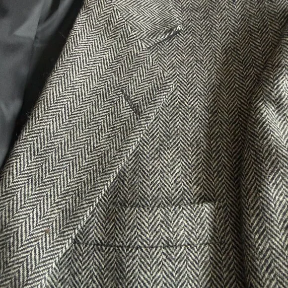Vintage Haggar Imperial Black & White Herringbone Blazer | Made in USA | 44R - Picture 9 of 14